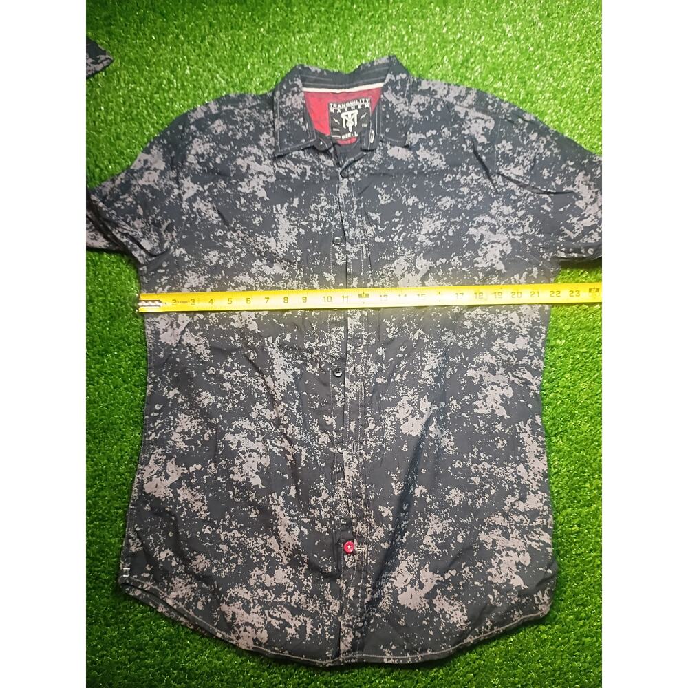 Tranquility Mayhem Men's Black Gray Abstract Camo Roll-Tab Long Sleeve Shirt lg - Picture 4 of 6